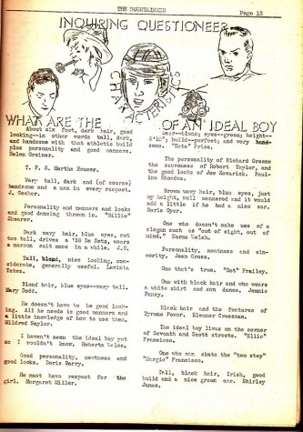 Comparing 1939 and 2016: What are the characteristics of the ideal boy/girl? Read what SHS students think, and then comment below!