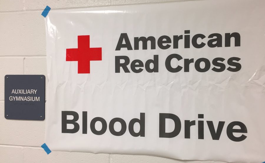 This years blood drive was held in the auxiliary gym.
