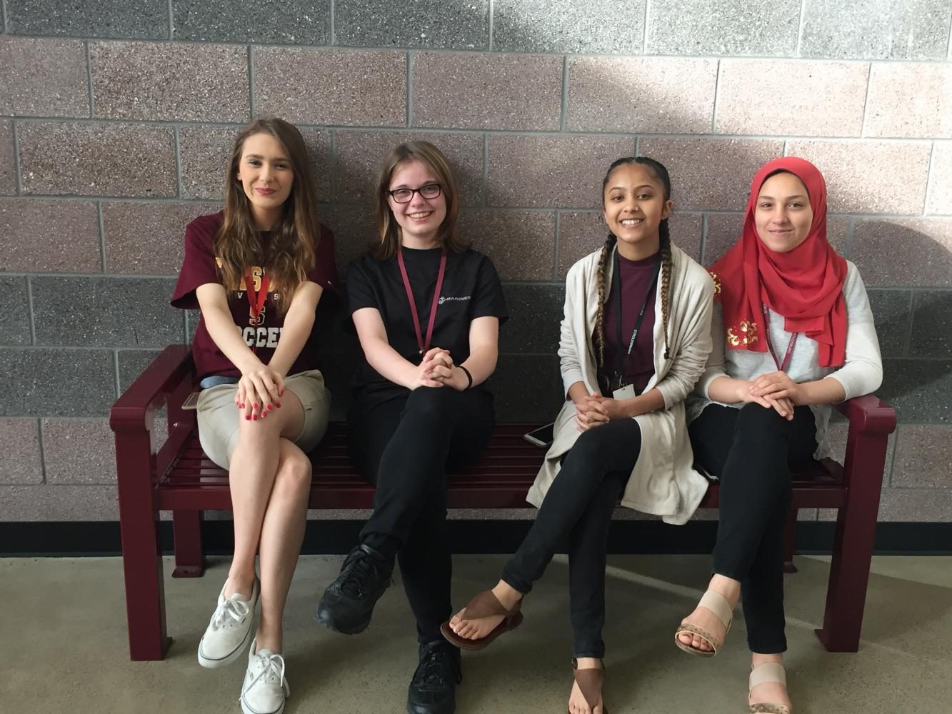 From left to right: Tiffany Growhowski, Jasmine Ippich, Daniella Wali, and Ellaa Abouelmagd. Missing is Jaynaba Kane and Kassandra Krase.