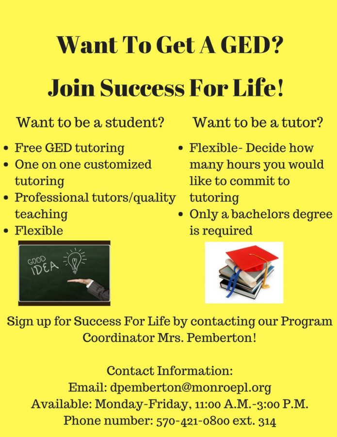 Success For Life: Stroudsburgs first customized, one-on-one, flexible GED program