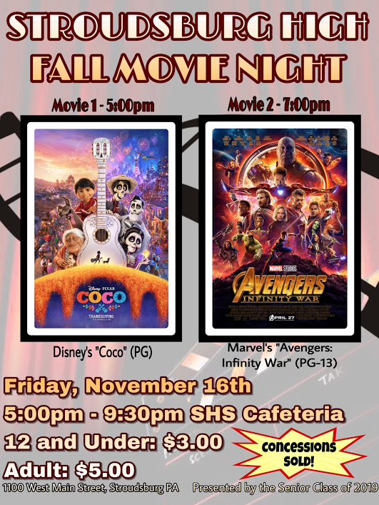 Lights, Camera, Action! Movie Night at SHS on 11/16/18