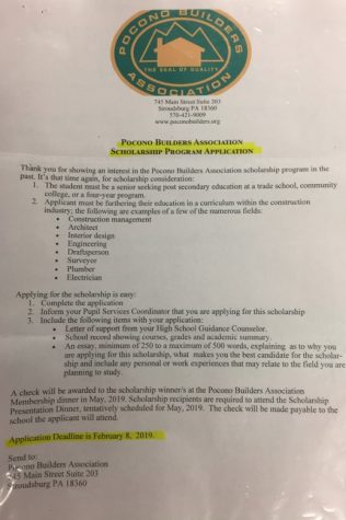 Pocono Builders Association Scholarship (Deadline: 2/8/19)
