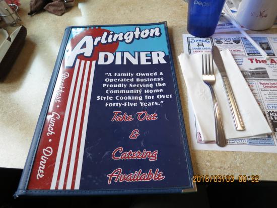 A brochure of the Arlington diner. 