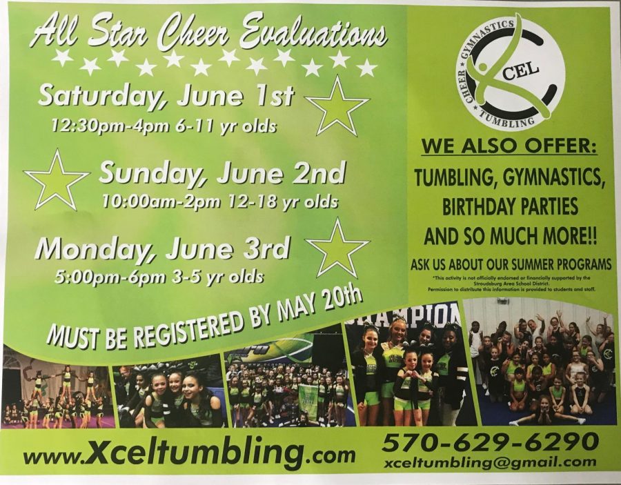 All Star Cheer Evaluations: 6/2/19 (10:00 a.m.- 2:00 p.m.)