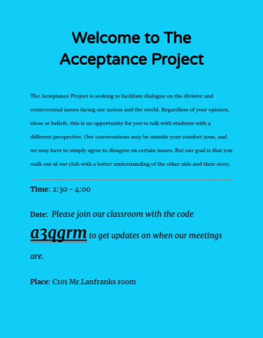 The Acceptance Project hosts first meeting this Thursday