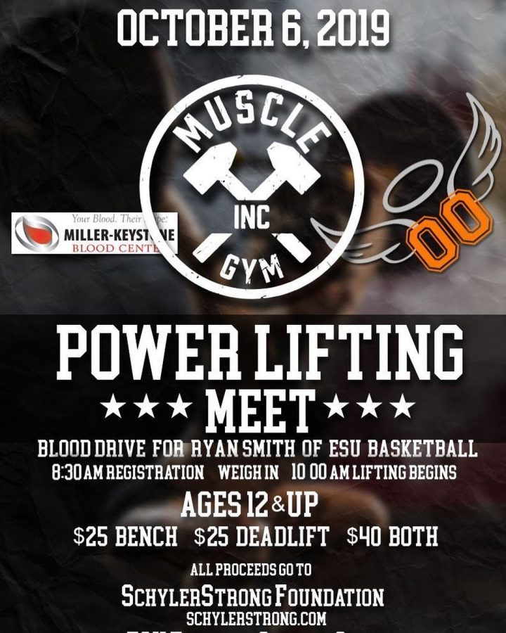 Power lifting/blood drive to be held at Muscle Inc. Gym this weekend!