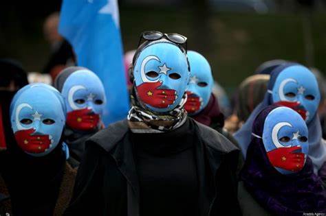 Photo via Middle East Monitor. Turkish protesters march to support Uighurs.