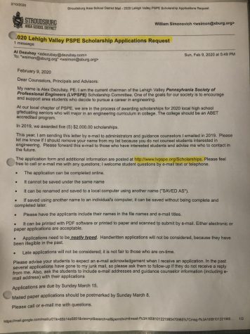 2020 Lehigh Valley PSPE Scholarship Applications Request