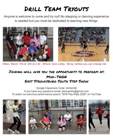Flyer for Drill Team Tryouts.