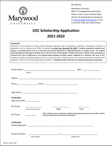 Marywood EOC scholarship (Due: 11-30-20)