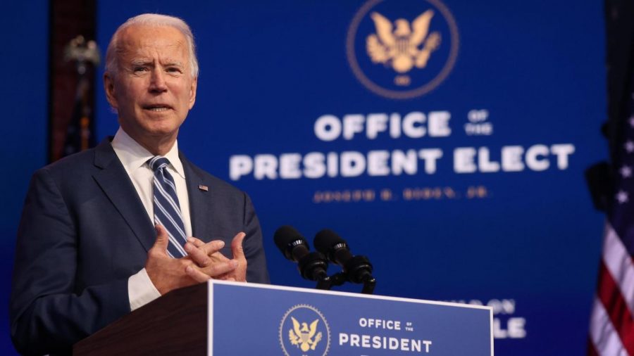 President-Elect Joe Biden speaks from Wilmington, Delaware for a news conference Nov. 10, 2020.