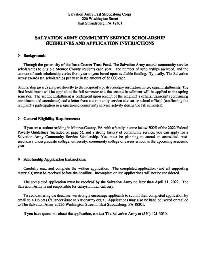 Salvation Army Scholarship