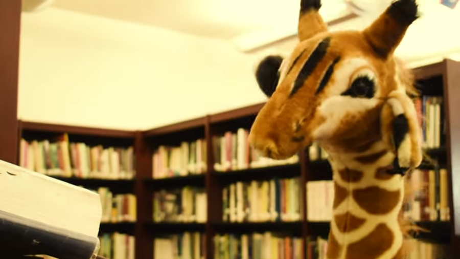 Ralph the Giraffe in the "wild" hallways of Stroudsburg High.