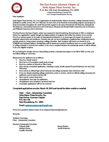 Delta Sigma Theta sorority  scholarship