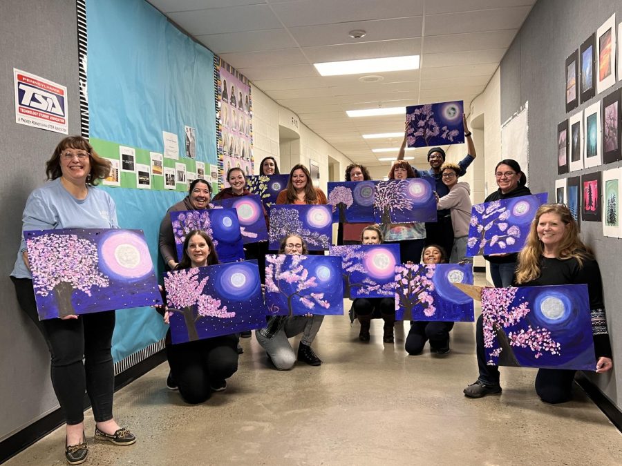 The DEI Commitee hosts its spring-themed paint night!