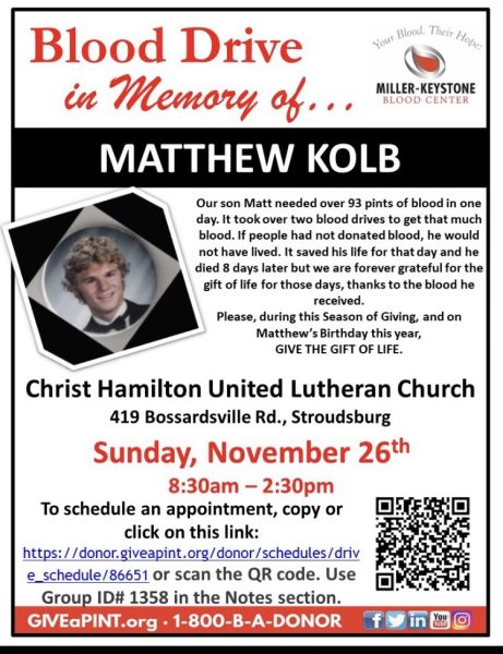 Blood Drive in memory of Matt Kolb