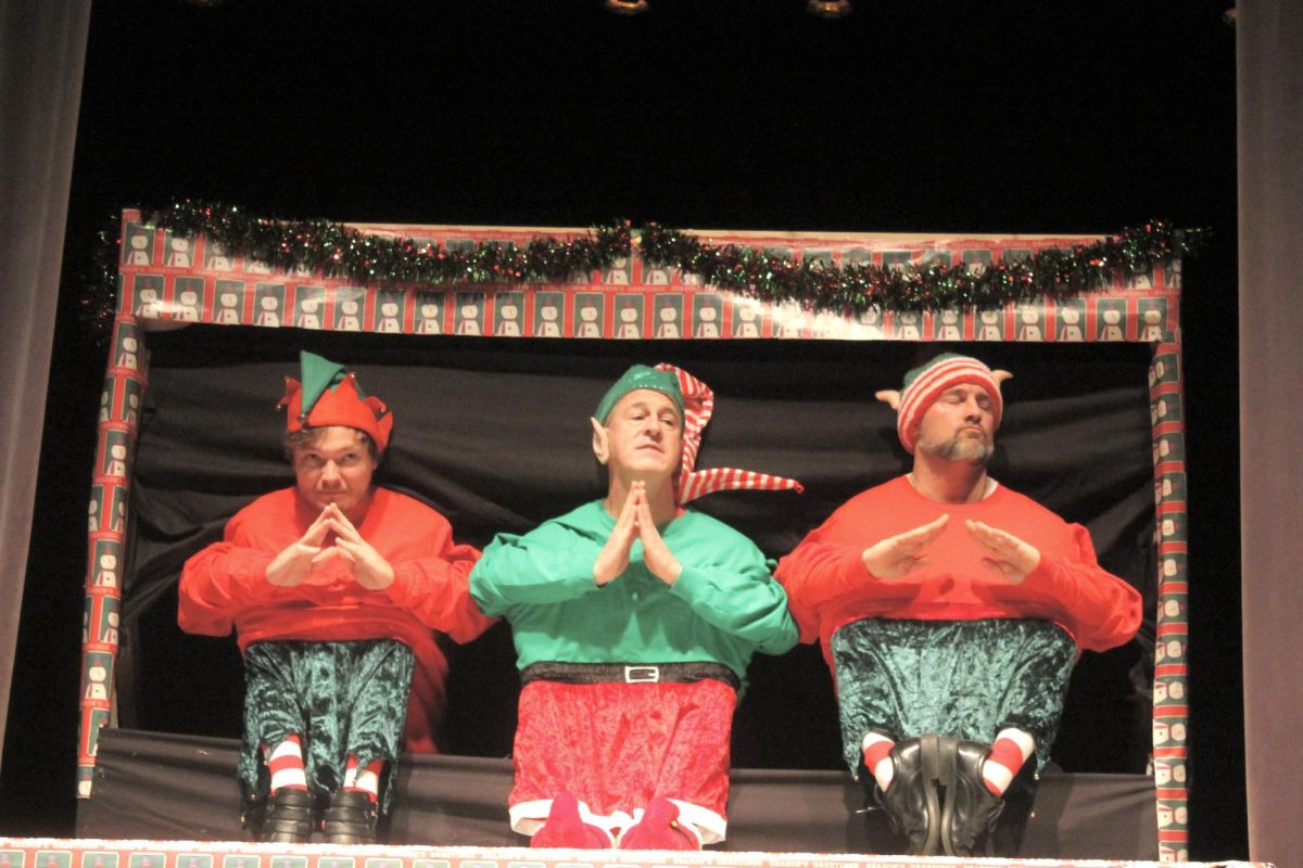 Dancing Elves skit: Mr. Cavanaugh, Mr. Pfeiffer, and Mr. Perry. 
