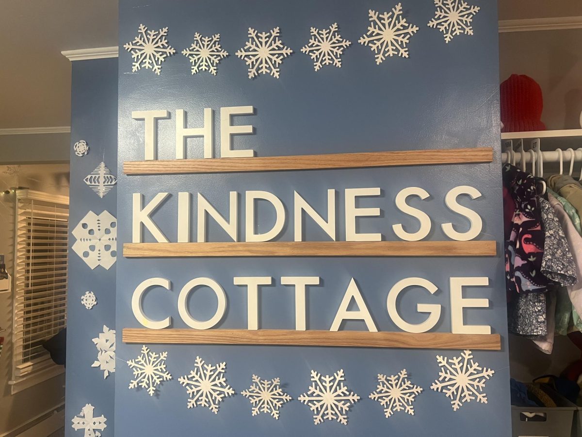 The Kindness Cottage is newly decorated with Christmas decor for the holidays!