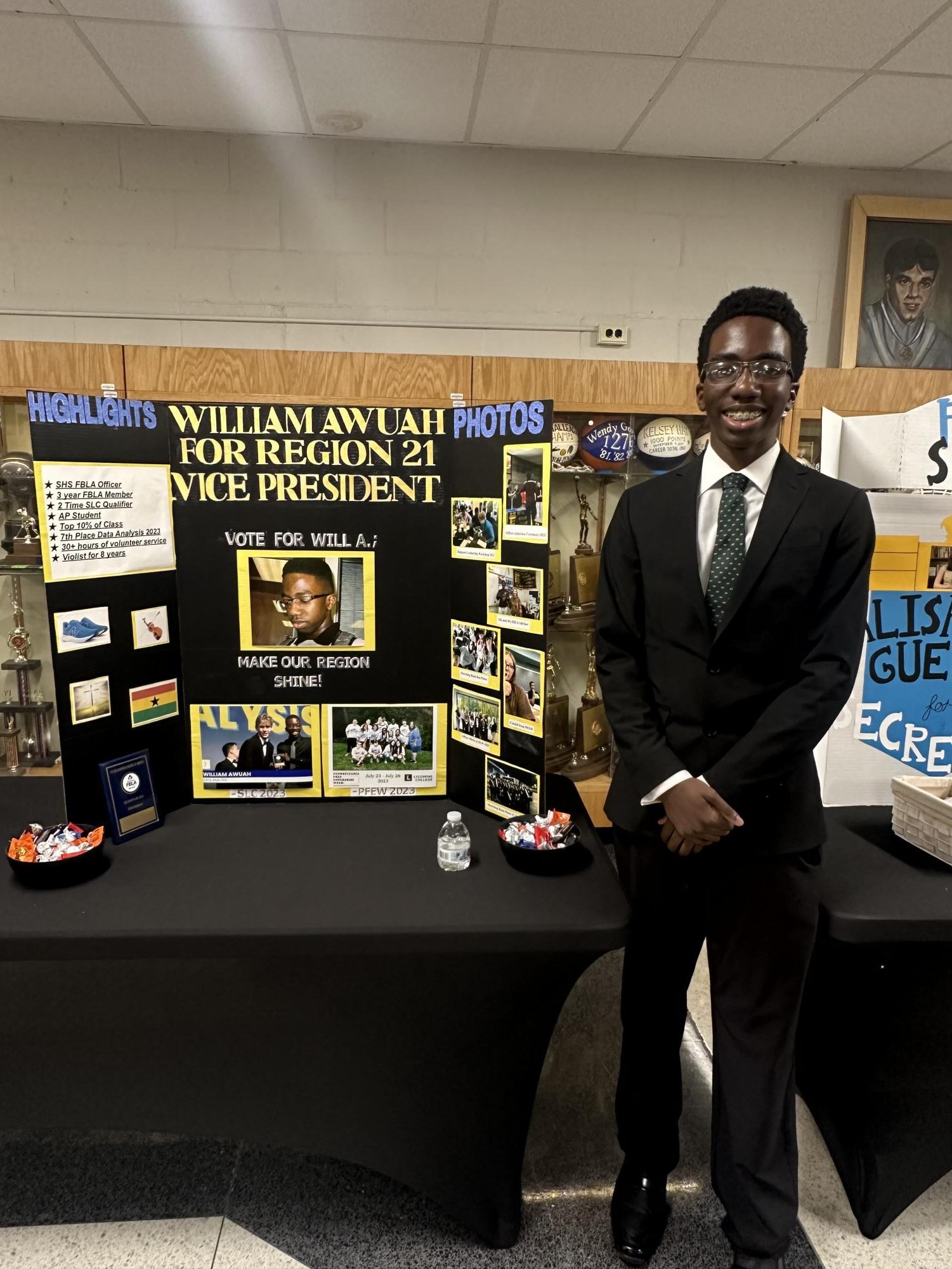 William Awuah (11) recognizes his achievements both in and out of Future Business Leaders of America.