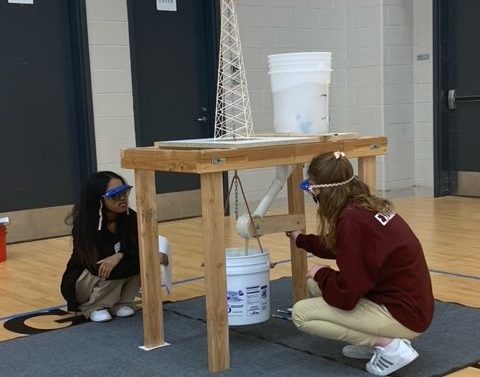 Hodzhova and Domanski competed in the Tower challenge which measures maximum weight. Photo permission granted by Adviser Bentzoni. 