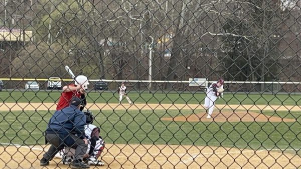Anthony Knight pitching to East INF Bobby Ehrmann during Easts 12-1 win vs Stroudsburg on March 19th, 2024.