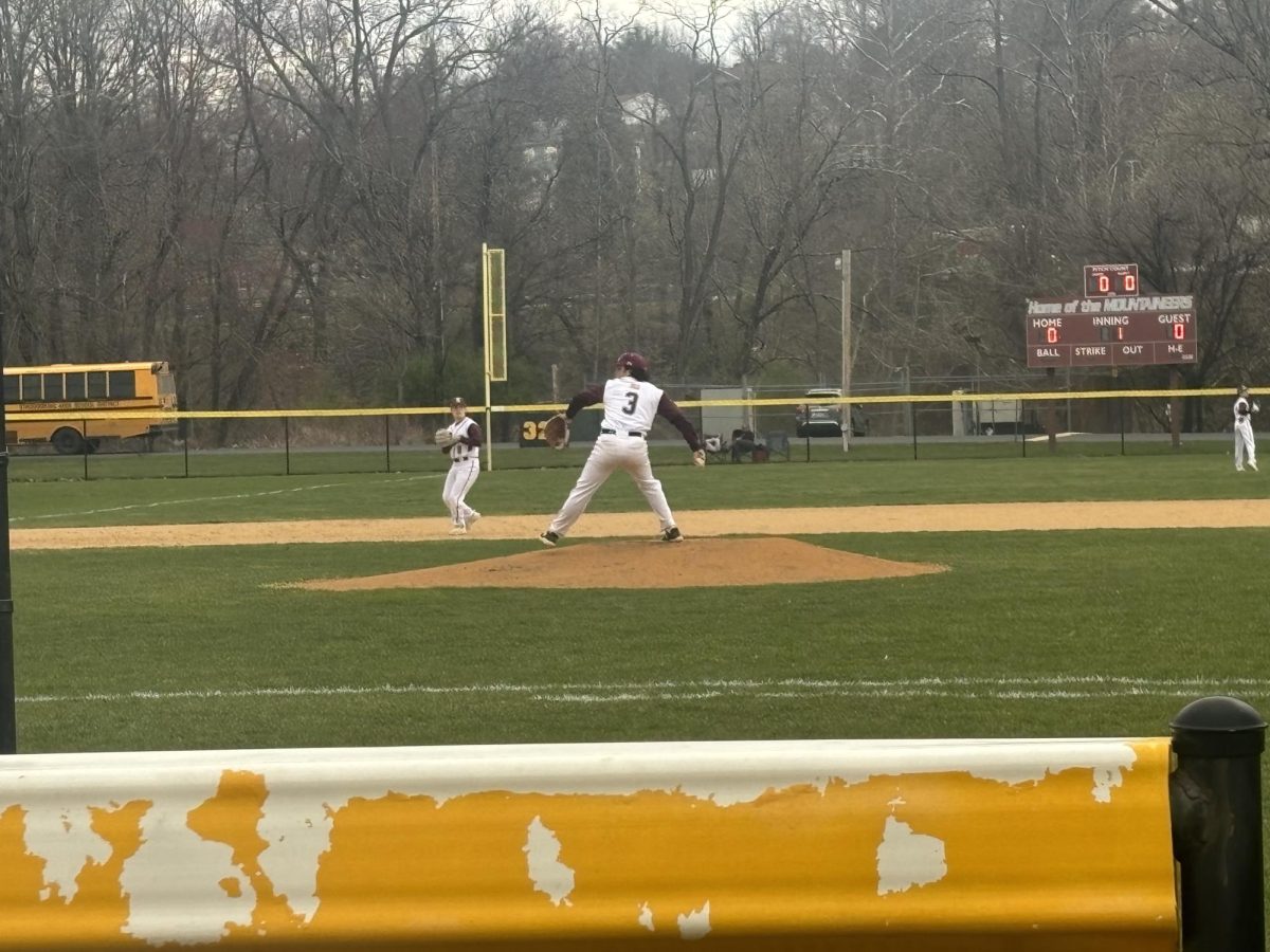 Paulie Maccarrone throwing a pitch during game against Emmaus High School on April 8, 2024.