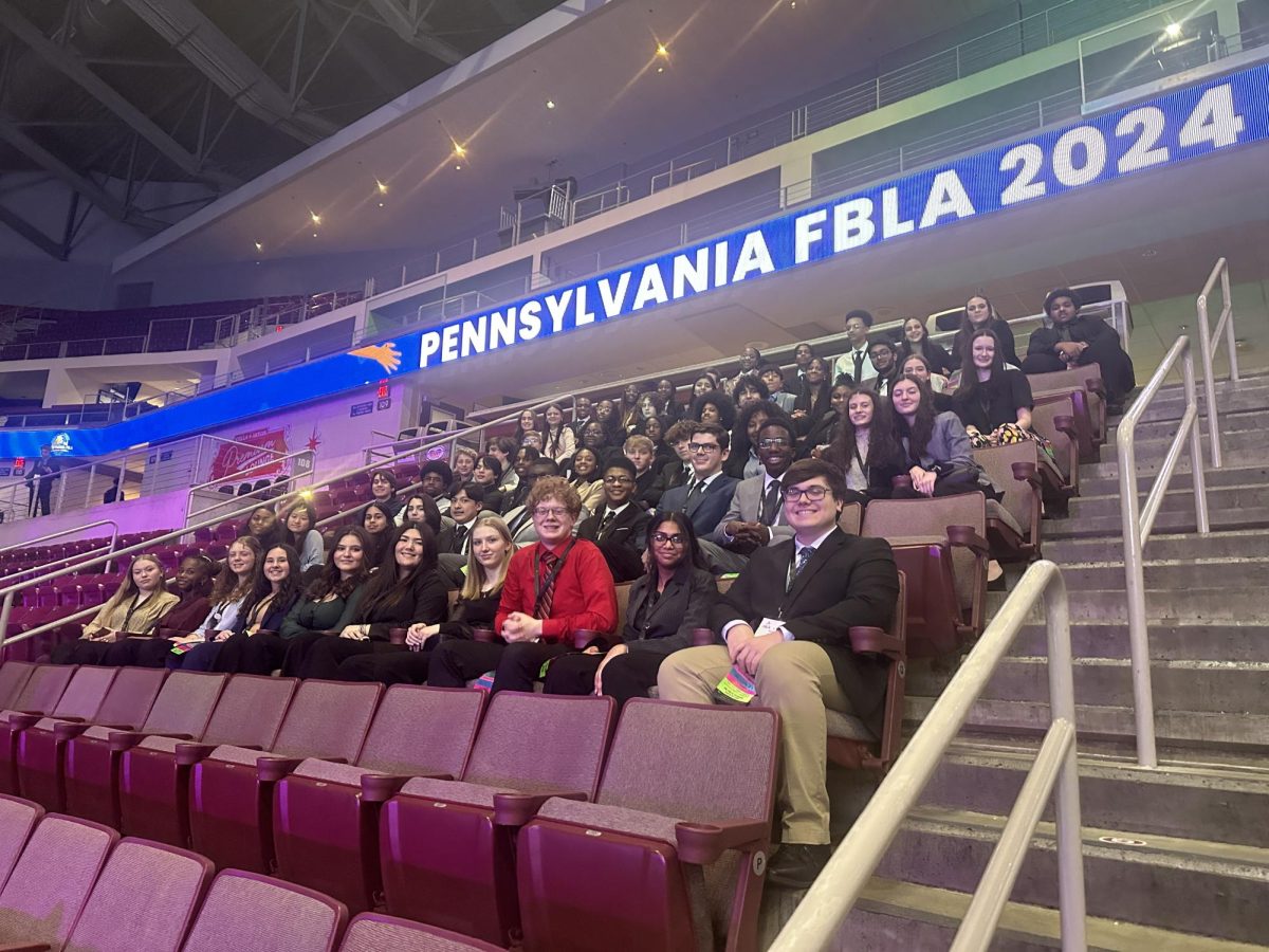 Stroudsburgs FBLA members wait to view the results of the competition.