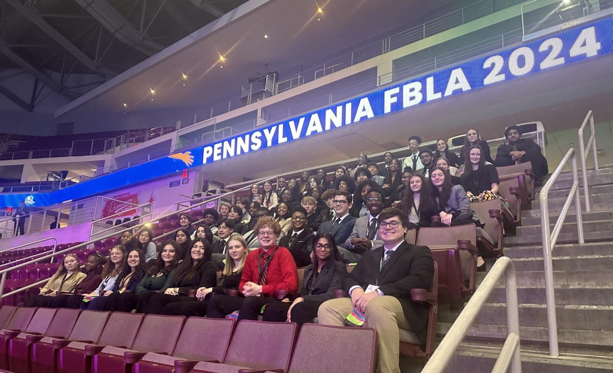 Stroudsburgs FBLA members wait to view the results of the state competition.