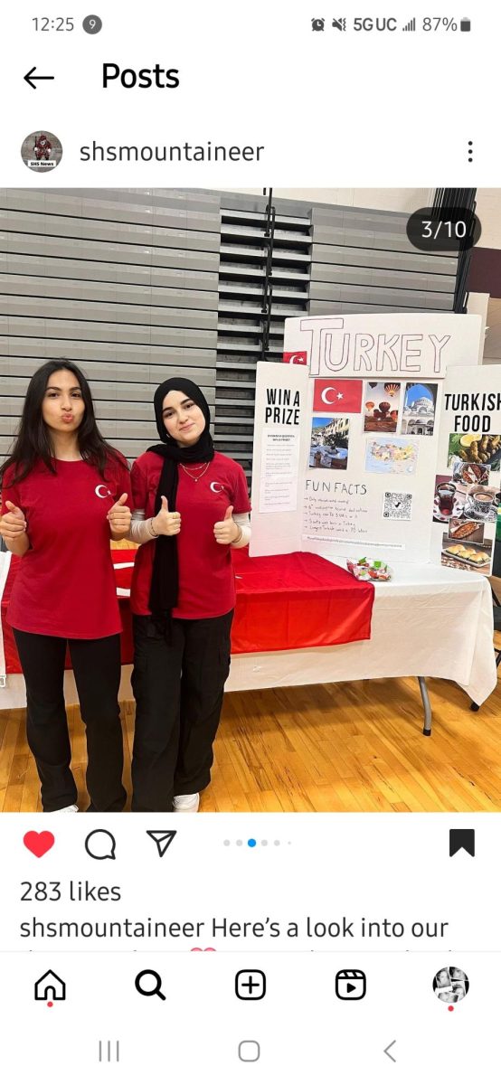 Nihal Bibar,10, and Leyla Yilmaz,10, hosted a table for Turkey. Photo courtesy of SHSMountaineer Instagram. 


