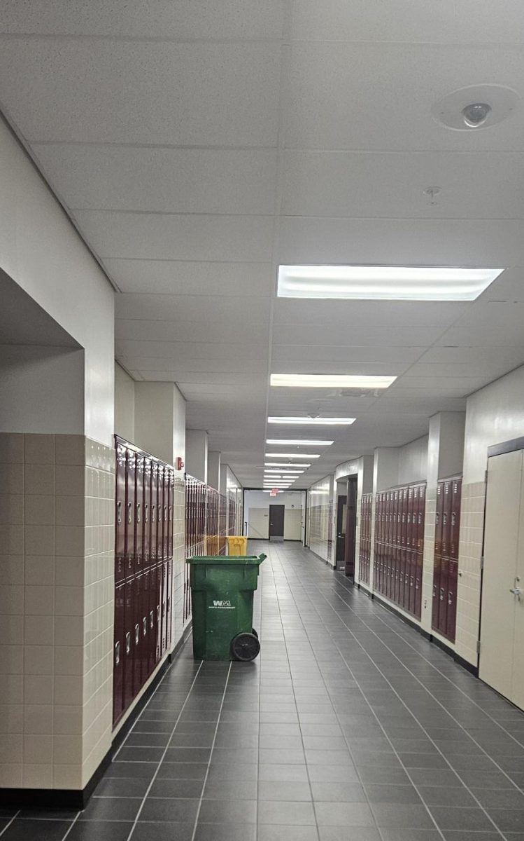 When you see garbage bins in the hallway you know its the end of the year and locker clean-out time. 
Photo by J. Appolo