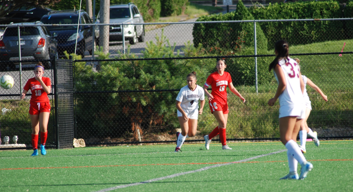 SHS varsity team in action vs Hazleton on Saturday, August 24, 2024. Photo Courtesy of Stroudsburg Girls' Soccer team. 