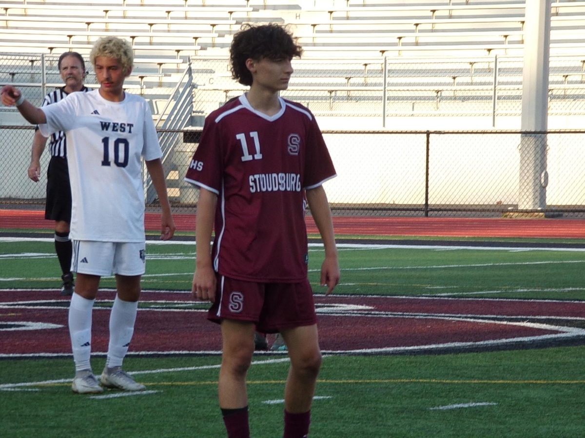 Franco Ferro, '25, waiting for a pass during the home game against Pocono Mountain West.