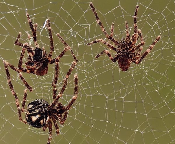 The Joro spider, AI image created by DeepAI.org, is noted for having yellow chevron markings on its back. 