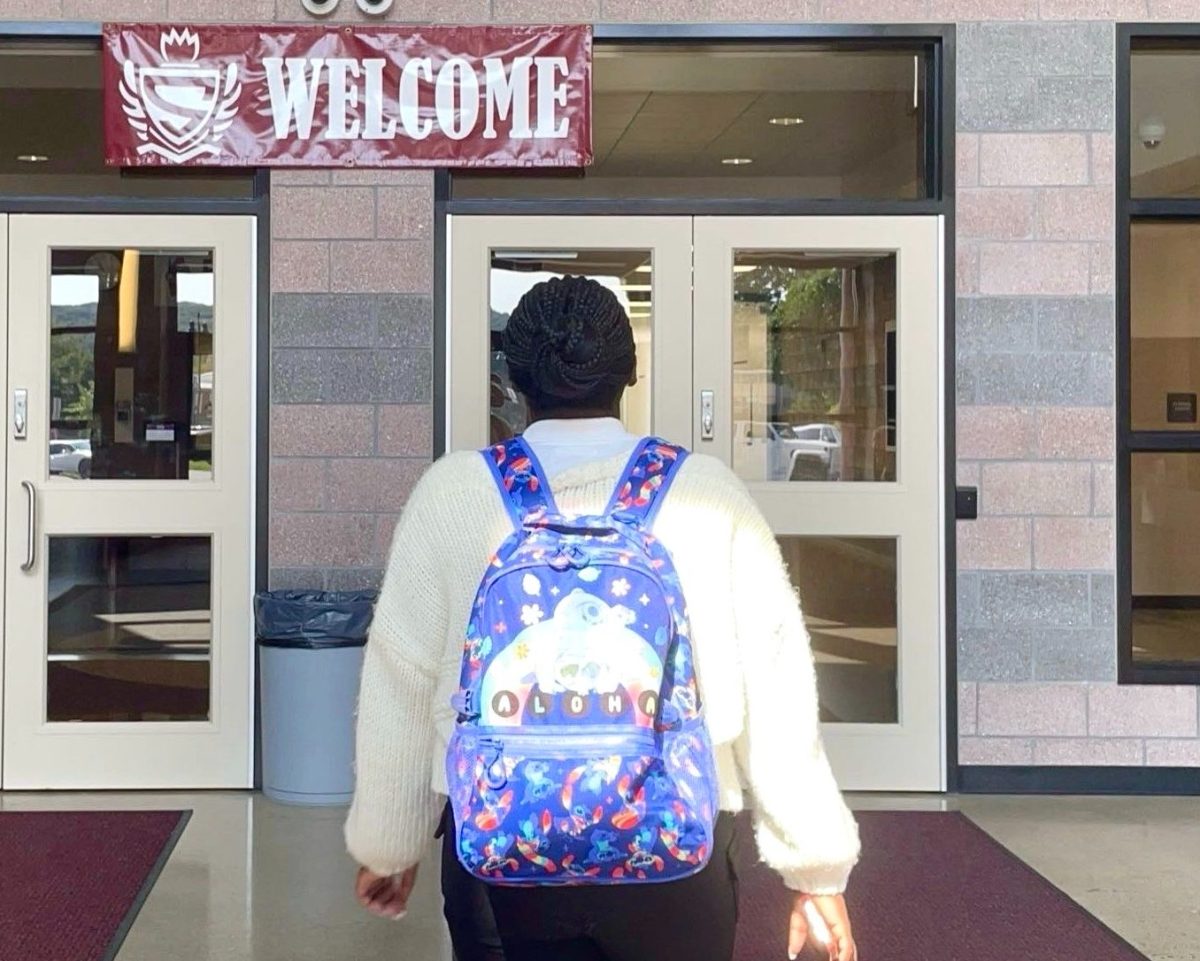 Stroudsburg High School's main entrance, welcomes students on their first day of a new school year. 