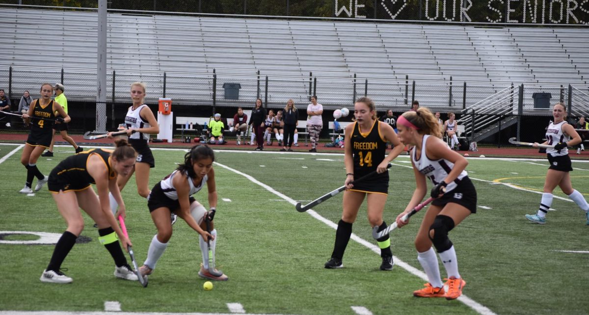 Stroudsburg and Freedom players fighting for the ball during matchup on September 24, 2024.