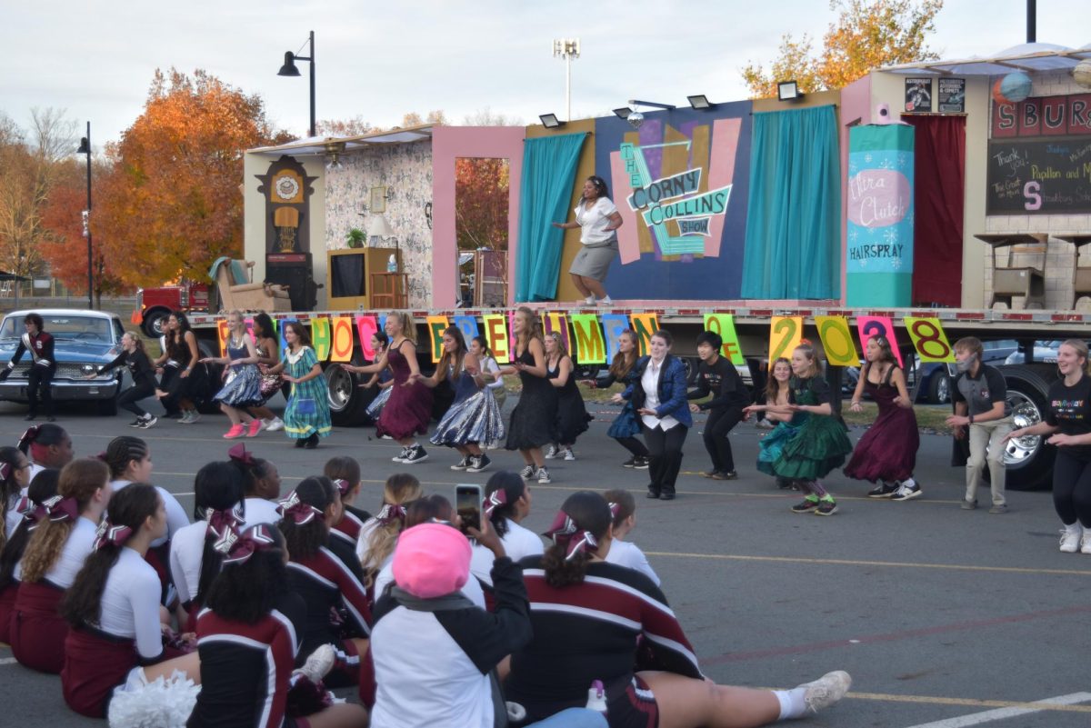 Class of '28 perform their rehearsed dance for the float judges after finishing their skit. 