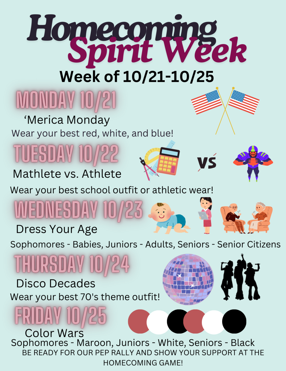 Find your spirit and bring it to school this week.  The tradition continues. Flyer shared by Student Government.  