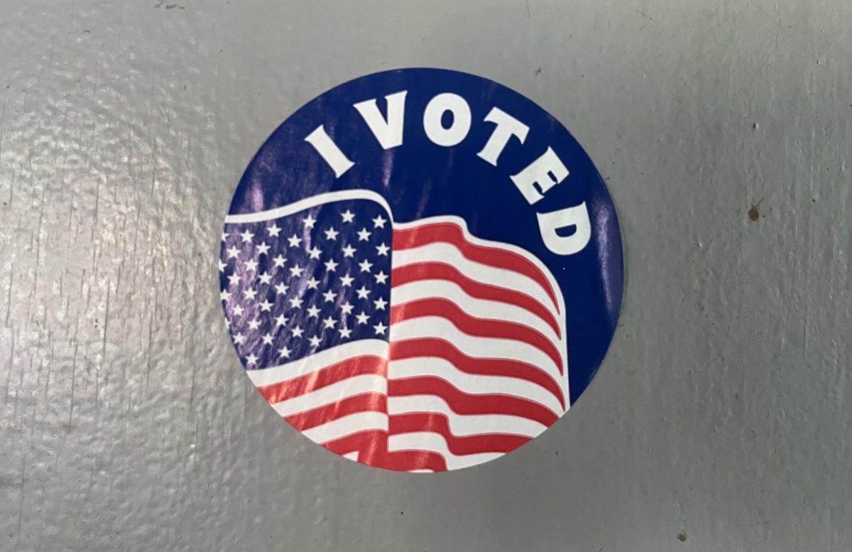 The "I voted" sticker that an individual gets after voting at the polls on election day.