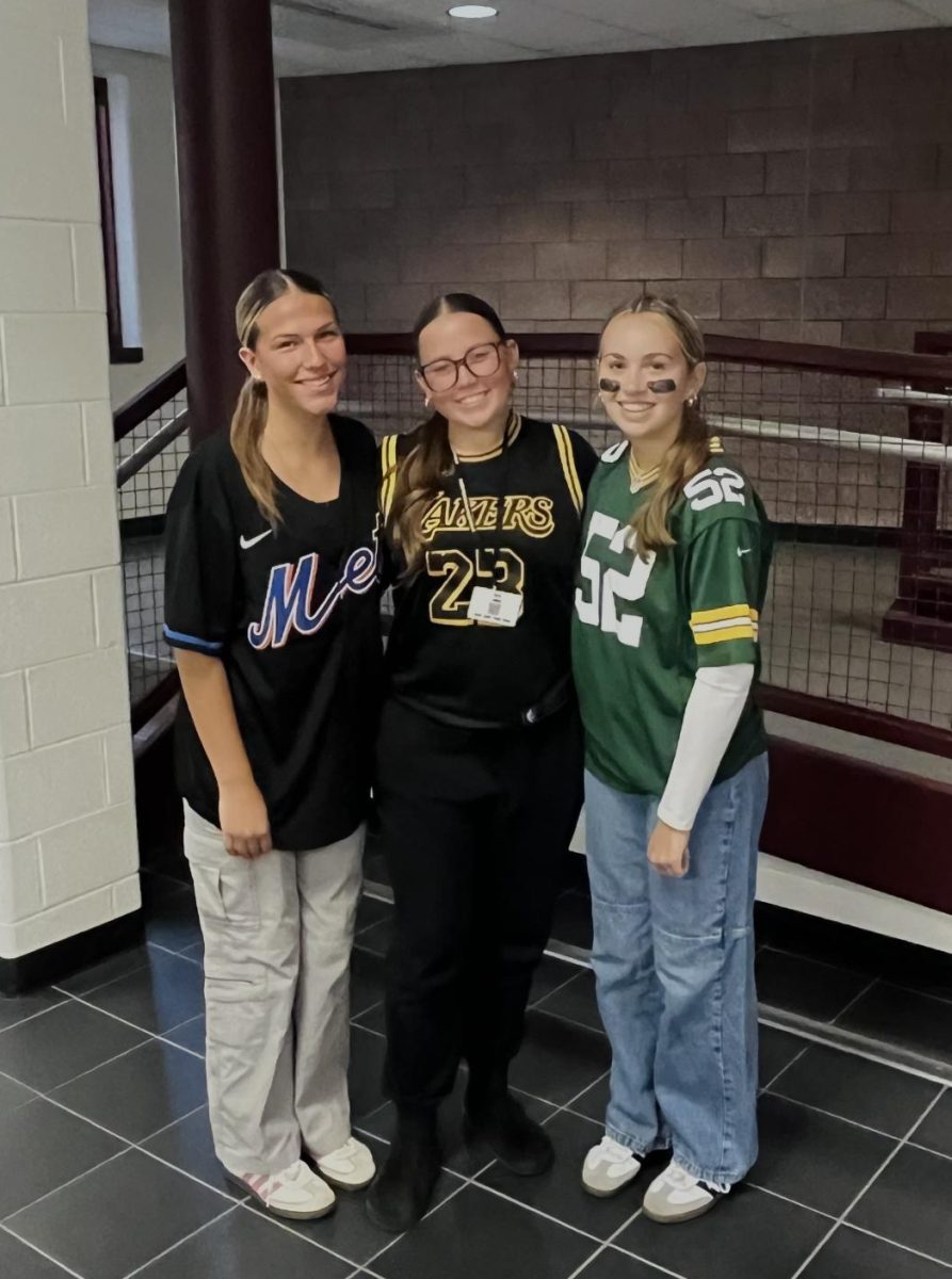 Georgie English '26, and Ella Butz '25, dressed up as athletes for Mathlete vs. Athlete