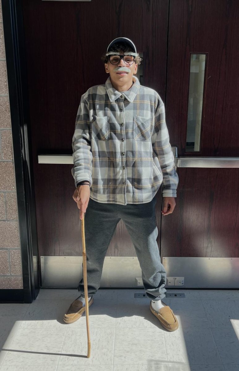 Michael Padilla '26, dressed up as a senior citizen during Dress Your Age