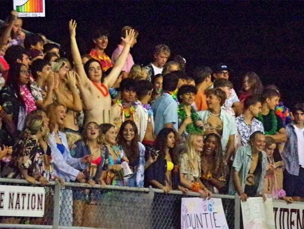 The Stroudsburg Mountie Student Section getting hype during the first home game of the season.