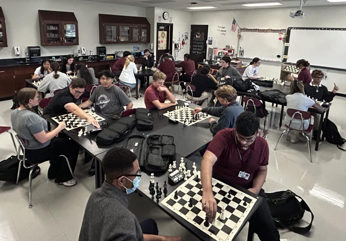 SHS chess team focuses intensely as they prepare for a match against  Pocono Mountain West. 