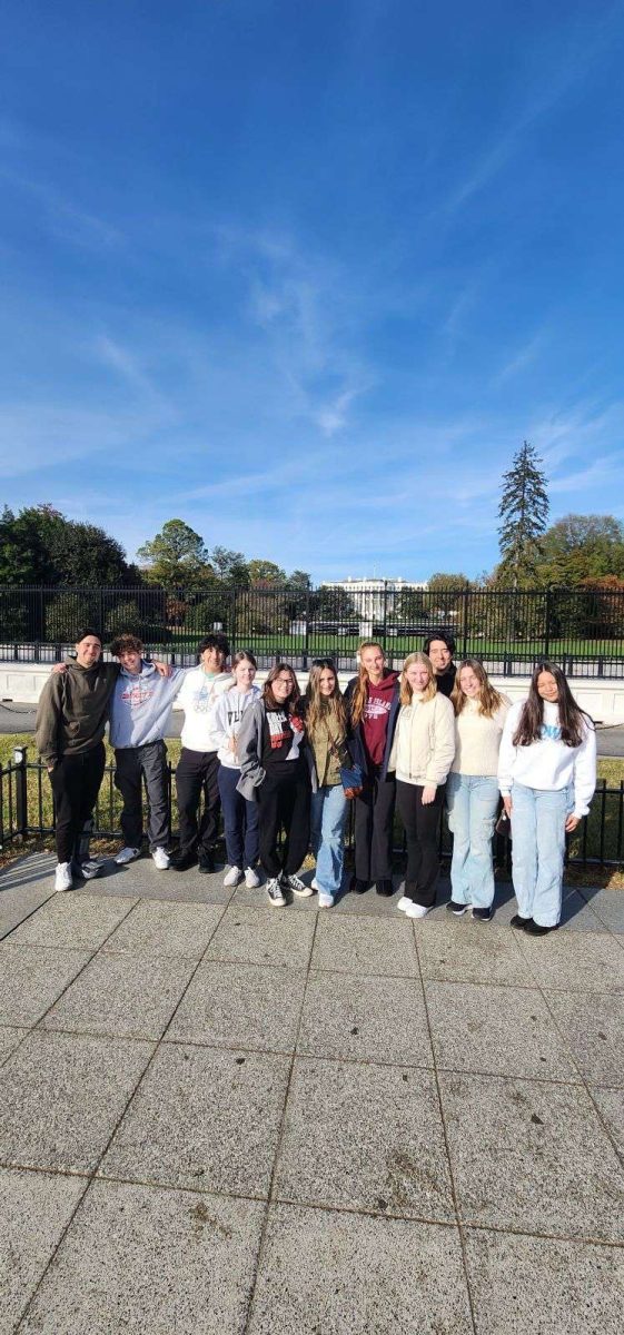 SHS Model Congress posing for a picture in front of the White House building.

Submitted by Sophia Hann, '26.