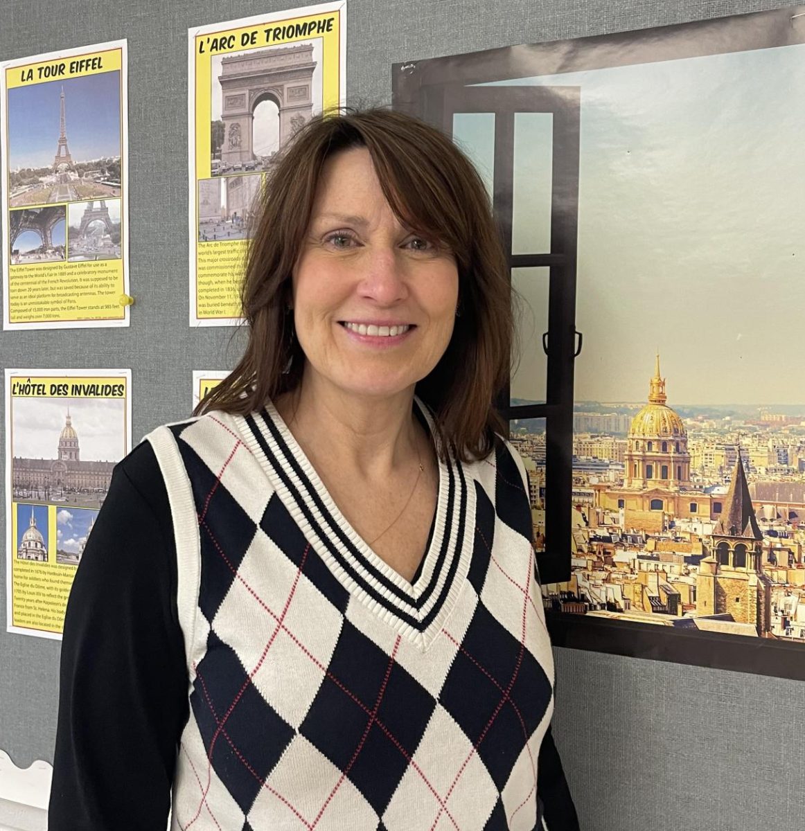 Mrs. Verwey, or Madame Verwey, teaches all levels of French.  She often plans a trip abroad for her students to visit France. Photo taken by Mikayla Flores, '27. 