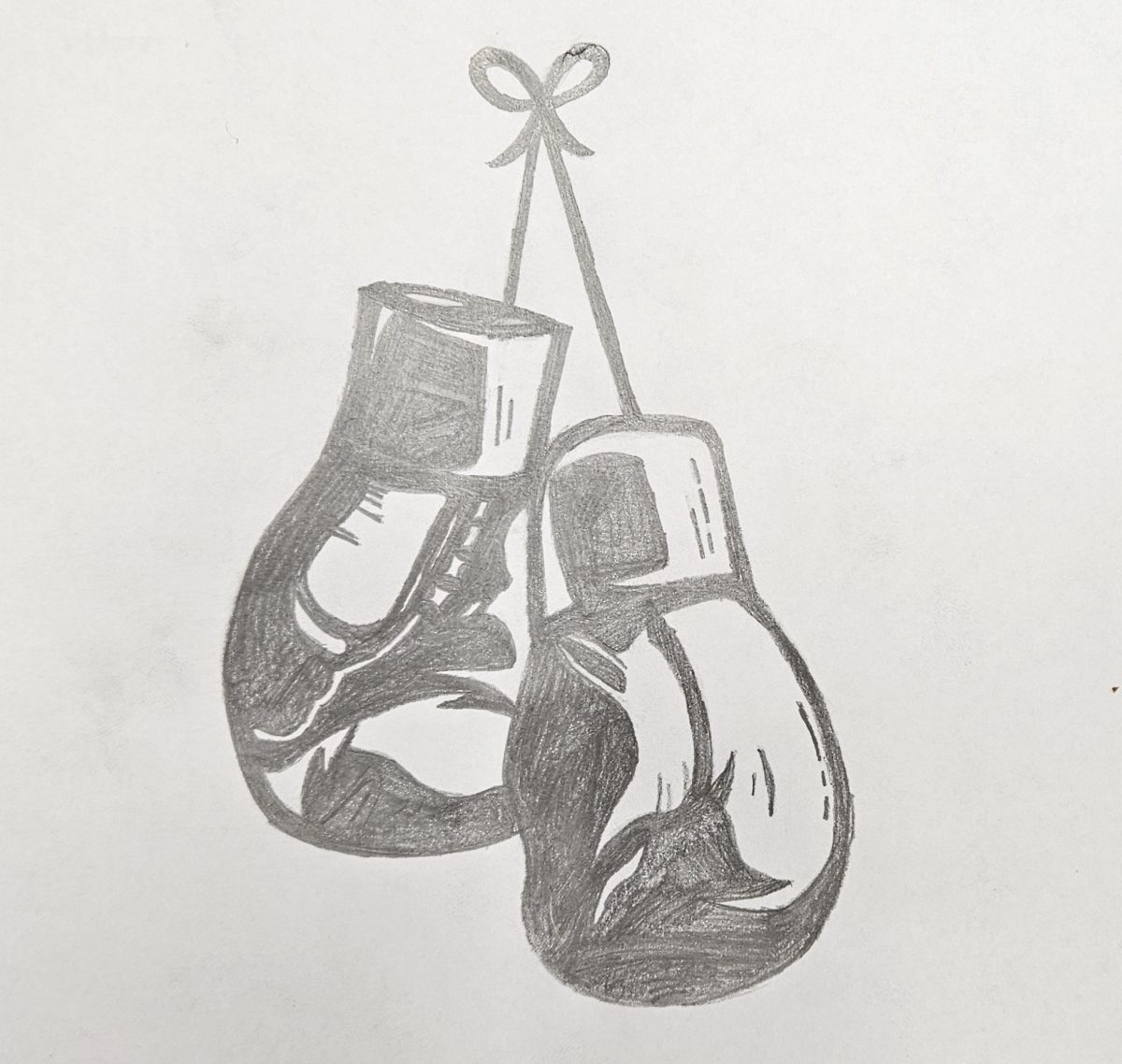 Sketch of boxing gloves by Ray Tavarez Estevez, Journalism 1 class. 