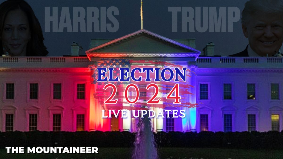 Digitial graphic showing The Mountaineer's 2024 Election Live Updates logo.