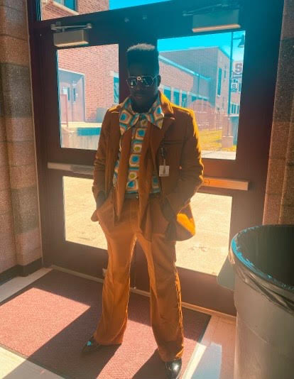 Doniko Collins, '24, showing off his flashy outfit during spirit week. Photo provided by Doniko Collins