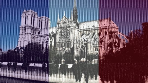 Digital image of the Notre Dame Cathedral in Paris, France. Image created by Andrew Polanco Then.