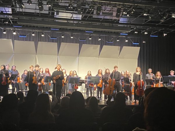 Stroudsburg High School 10th Grade Orchestra standing up after their performance.