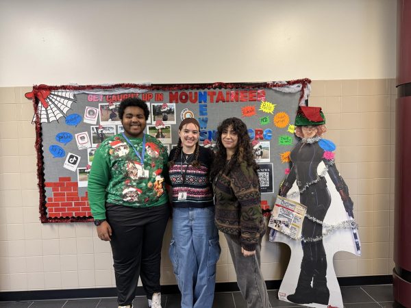 Editors Jaden Harper, '25, ALexis Binikos, '25, and Olivia Celano, '25, posing for a picture. 

Photo taken by Madisen Dullen, '25. 